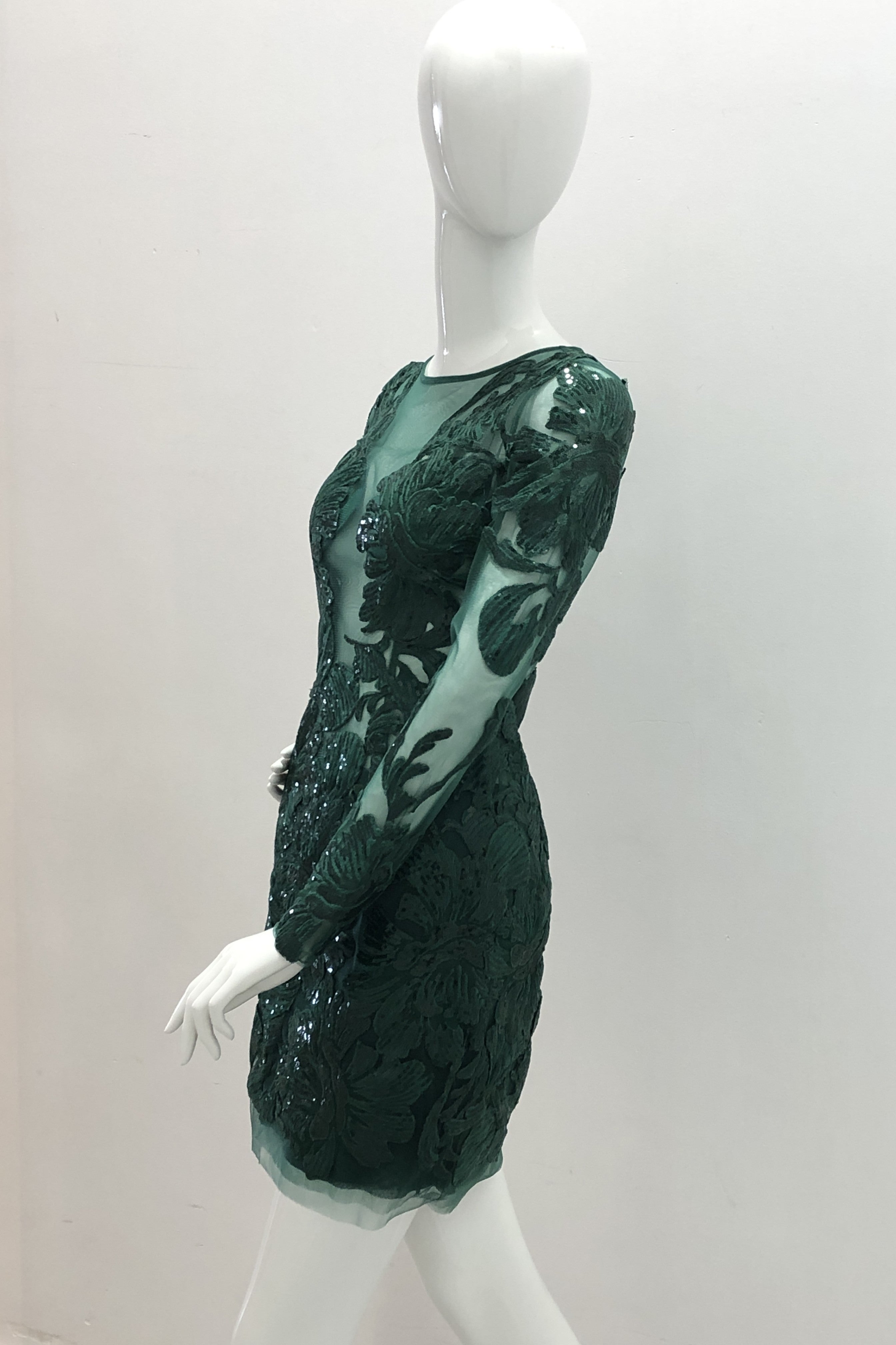 Green long sales cocktail dress