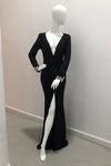 Jovani Scrunched V Front Long Sleeve Gown