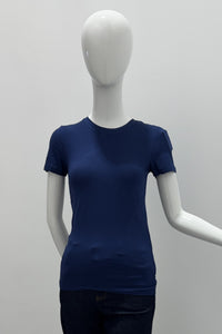 Majestic Filatures Soft Touch S/S Pull ras du cou Blue Moon