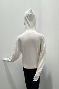 Sweat à capuche zippé en French Terry crème Majestic Filatures