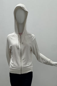 Sweat à capuche zippé en French Terry crème Majestic Filatures