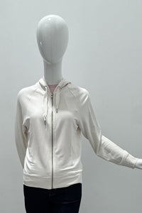 Sweat à capuche zippé en French Terry crème Majestic Filatures