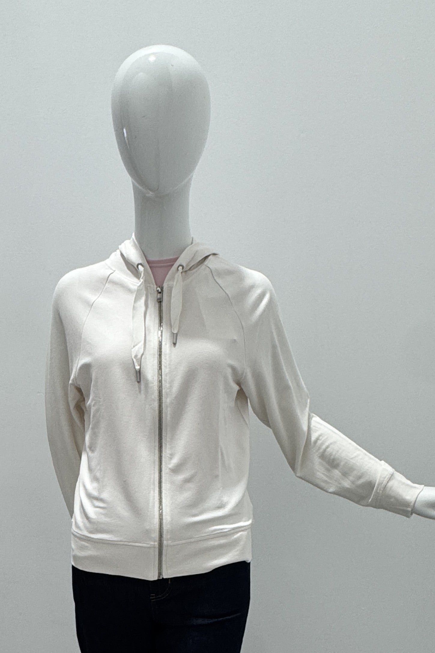 Sweat à capuche zippé en French Terry crème Majestic Filatures