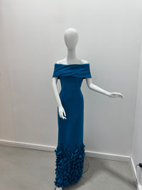 Catherine Regehr Off Shoulder Roll Collar Gown with Spiral Hem