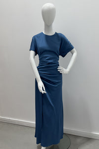 Simkhai 226-1165-Q Robe mi-longue drapée manches courtes Marabella