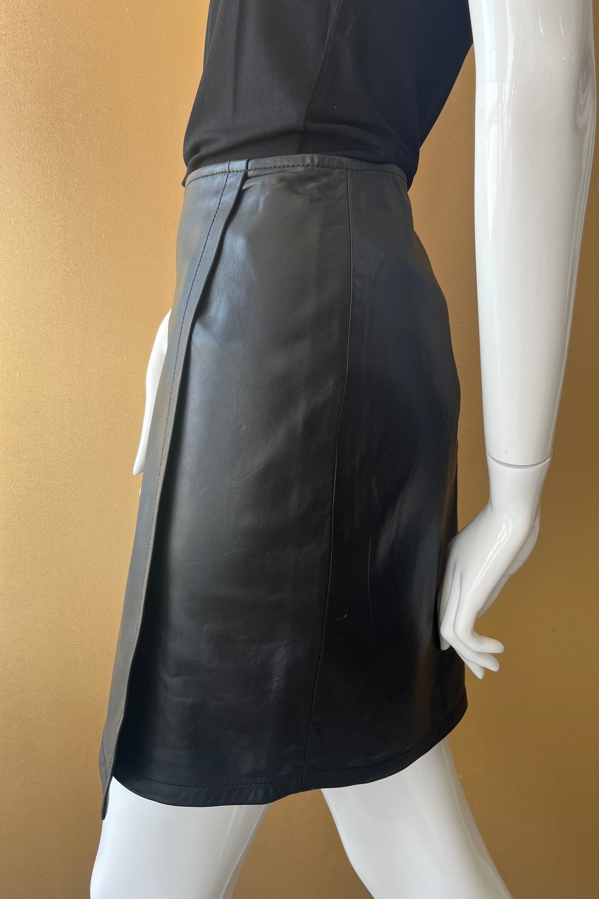 Oui Leather Wrap Skirt
