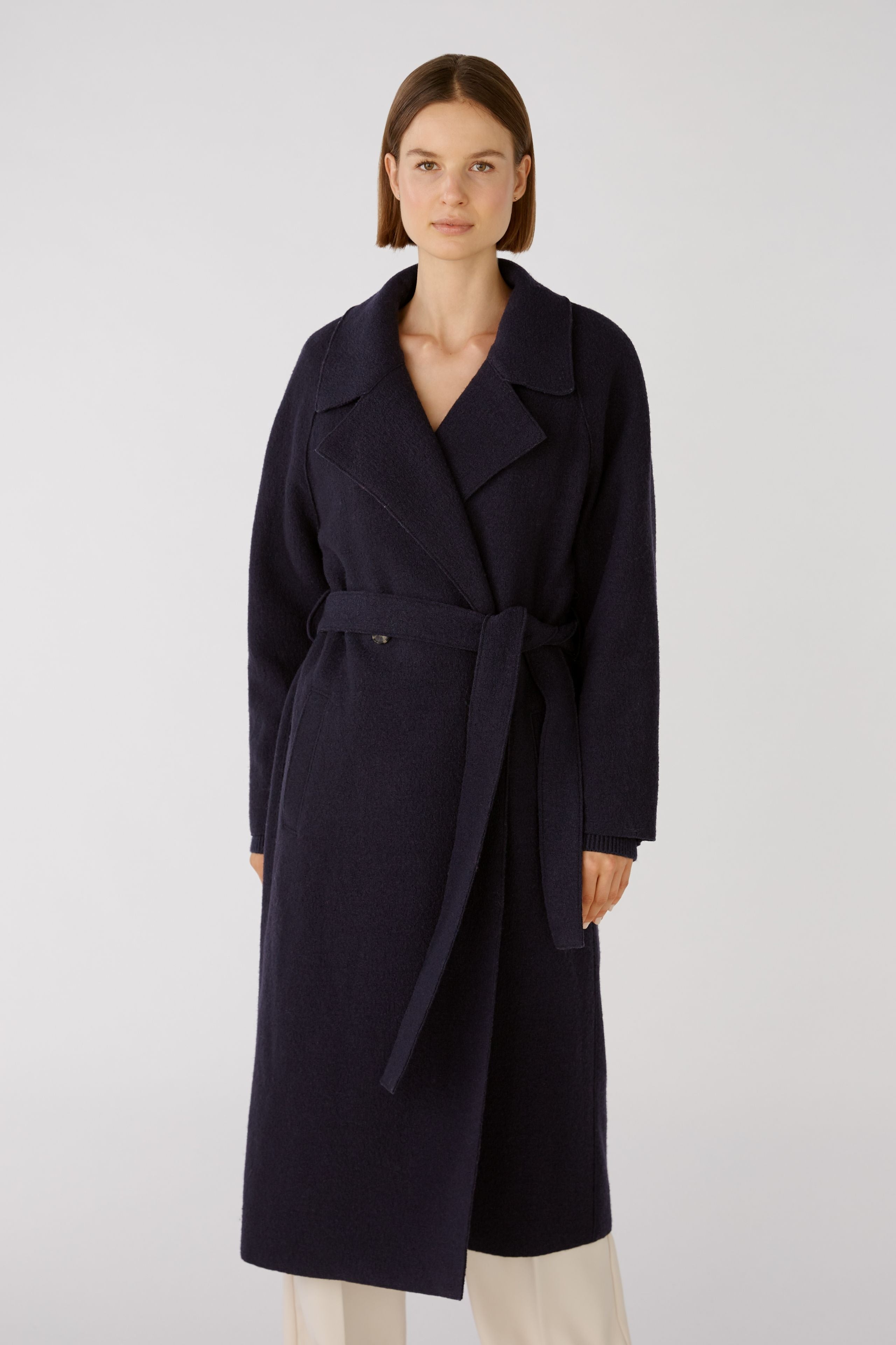 Oui Italian Wool Coat with Belt Tr s Chic