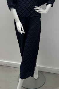 Pantalon plissé géométrique Meimeij Bleu minuit