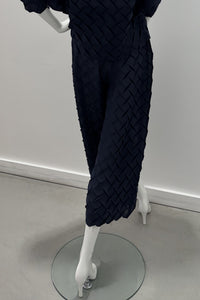 Pantalon plissé géométrique Meimeij Bleu minuit