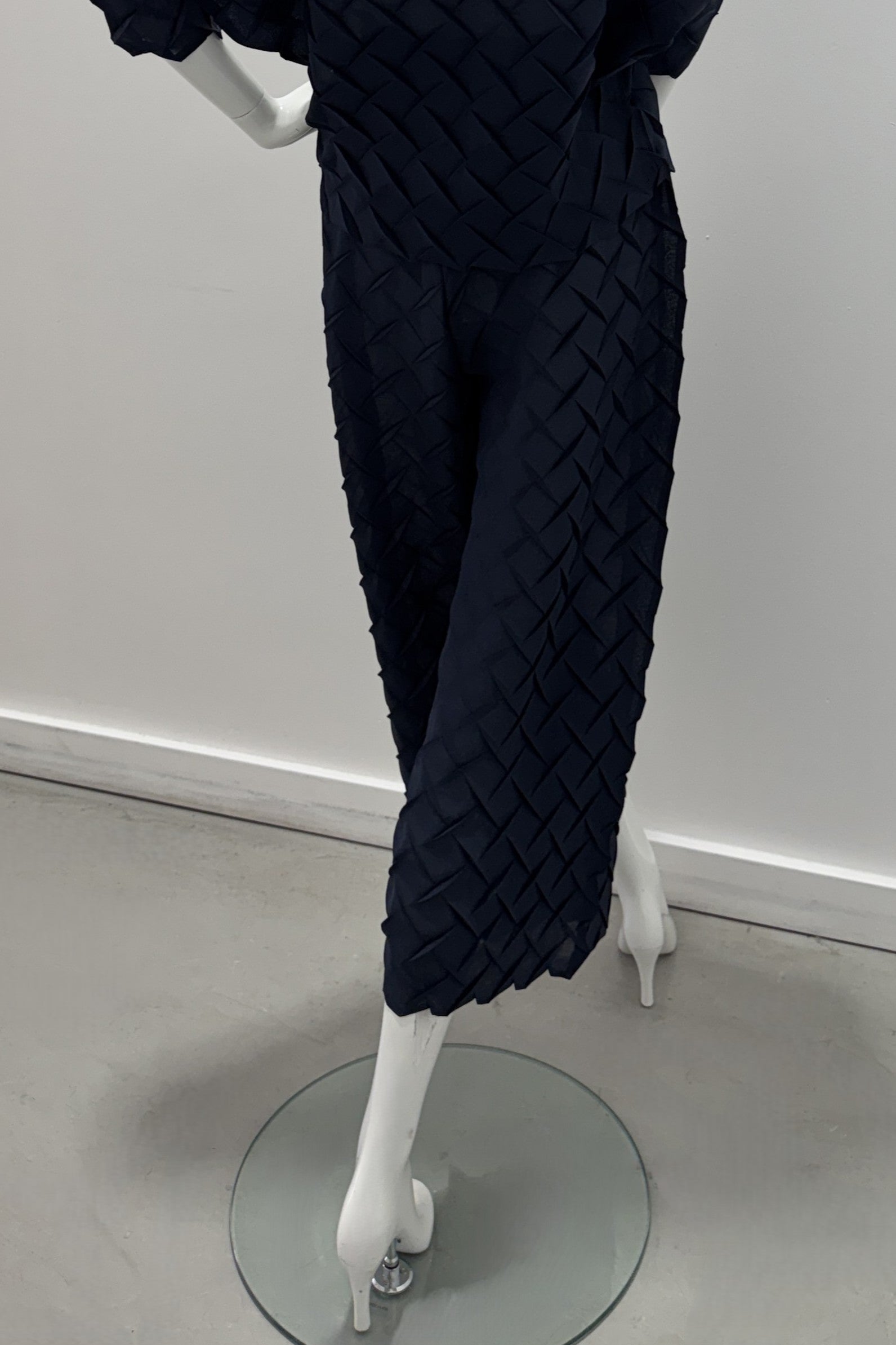 Pantalon plissé géométrique Meimeij Bleu minuit