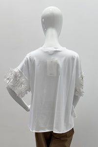 Meimeij Flower Sleeve T-Shirt Off White