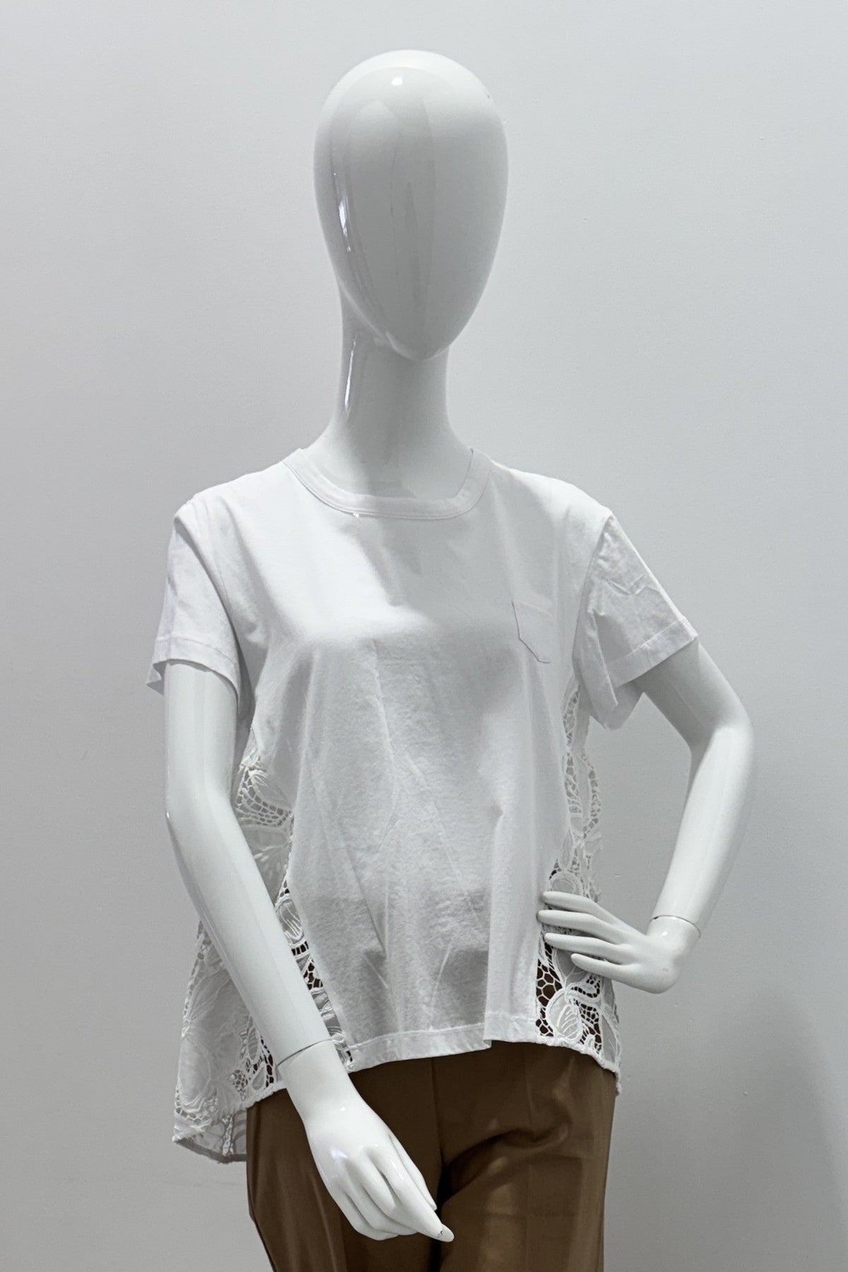Meimeij Back Lace T-Shirt White/Off White