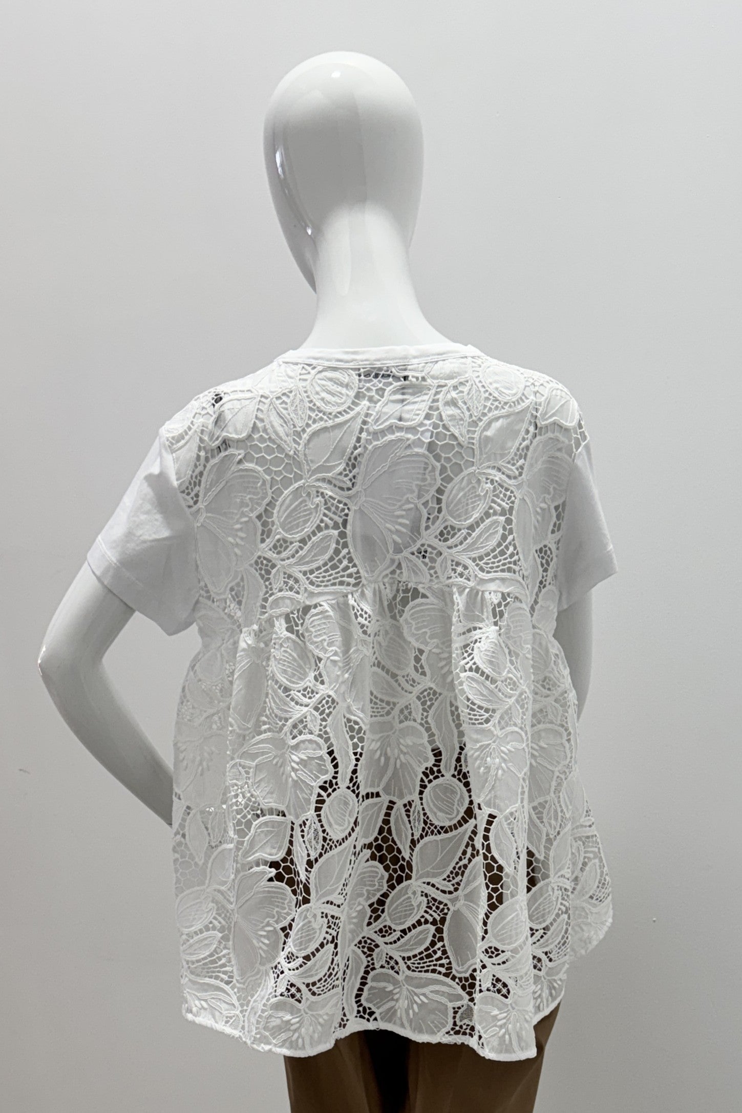 Meimeij Back Lace T-Shirt White/Off White