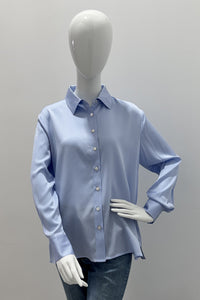 Repeat Silk Shirt With Side Slits Ocean