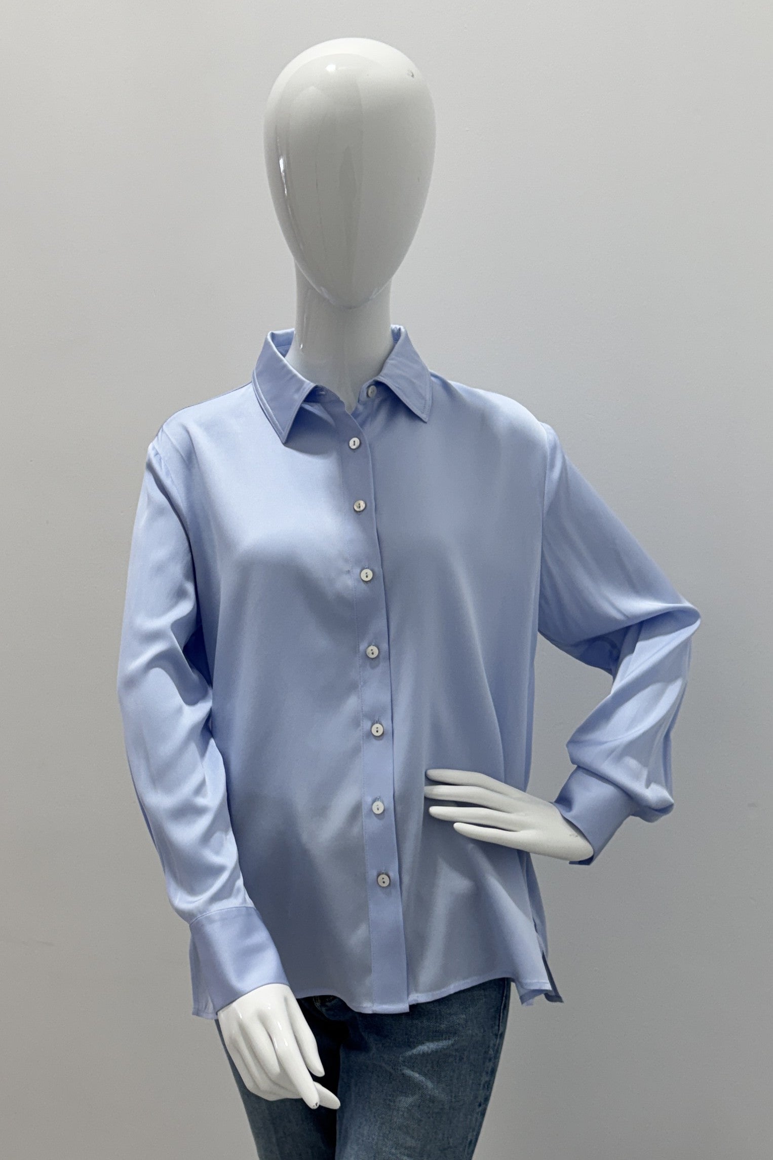 Repeat Silk Shirt With Side Slits Ocean