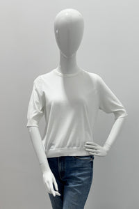 Pull à Manches Courtes en Coton Superfin Blanc Repeat