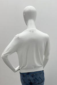 Pull à Manches Courtes en Coton Superfin Blanc Repeat