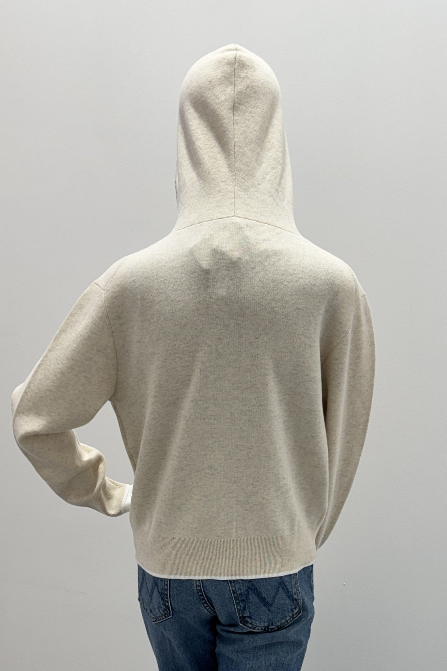 Cardigan à capuche en mélange de coton Repeat avec bordure contrastante