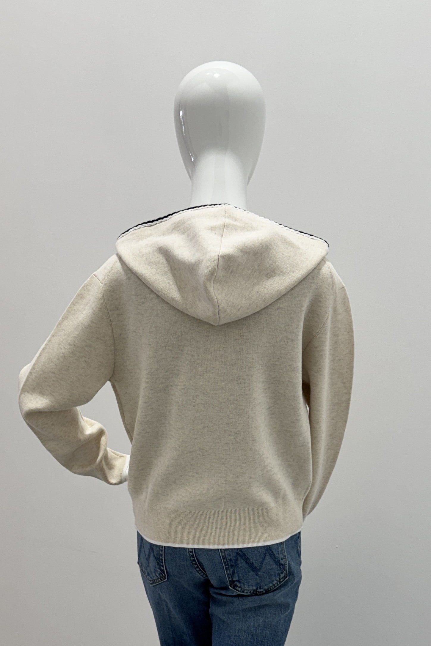 Cardigan à capuche en mélange de coton Repeat avec bordure contrastante
