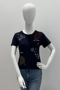Cinq A Sept Heatset Flowers Shrunken Cotton Tee
