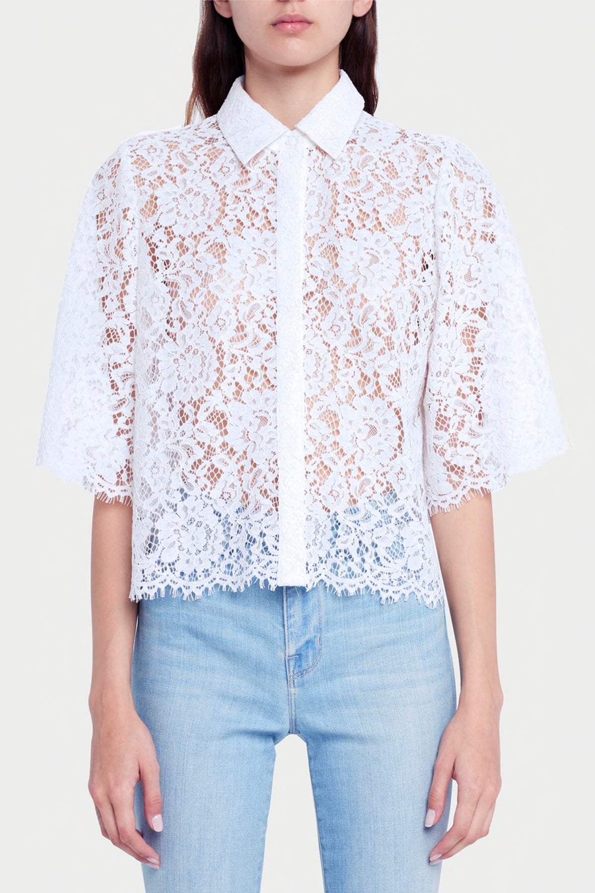 L'Agence Fern Bell Sleeve Lace Blouse