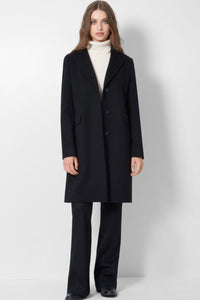 Cinzia Rocca Straight Black Wool and Cashmere Coat