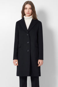 Cinzia Rocca Straight Black Wool and Cashmere Coat