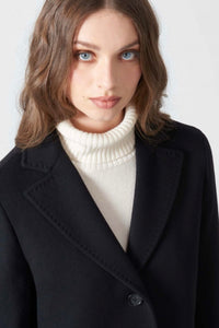 Cinzia Rocca Straight Black Wool and Cashmere Coat