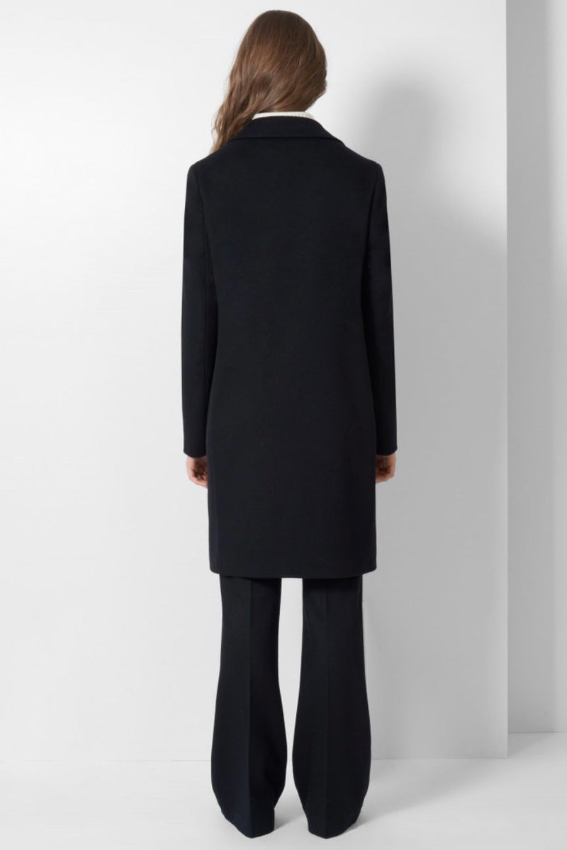 Cinzia Rocca Straight Black Wool and Cashmere Coat