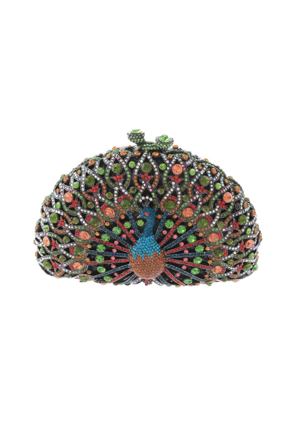 Uretro Crystal Rhinestone Embellished Peacock Evening Clutch