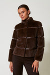 Twinset Short Faux Fur Coat with Inlays