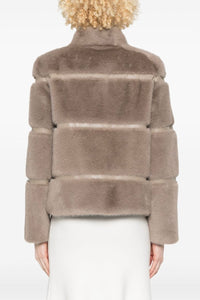 Twinset Short Faux Fur Coat with Inlays