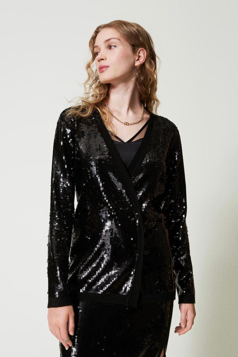 Twinset Sequin Double-Breasted Cardigan