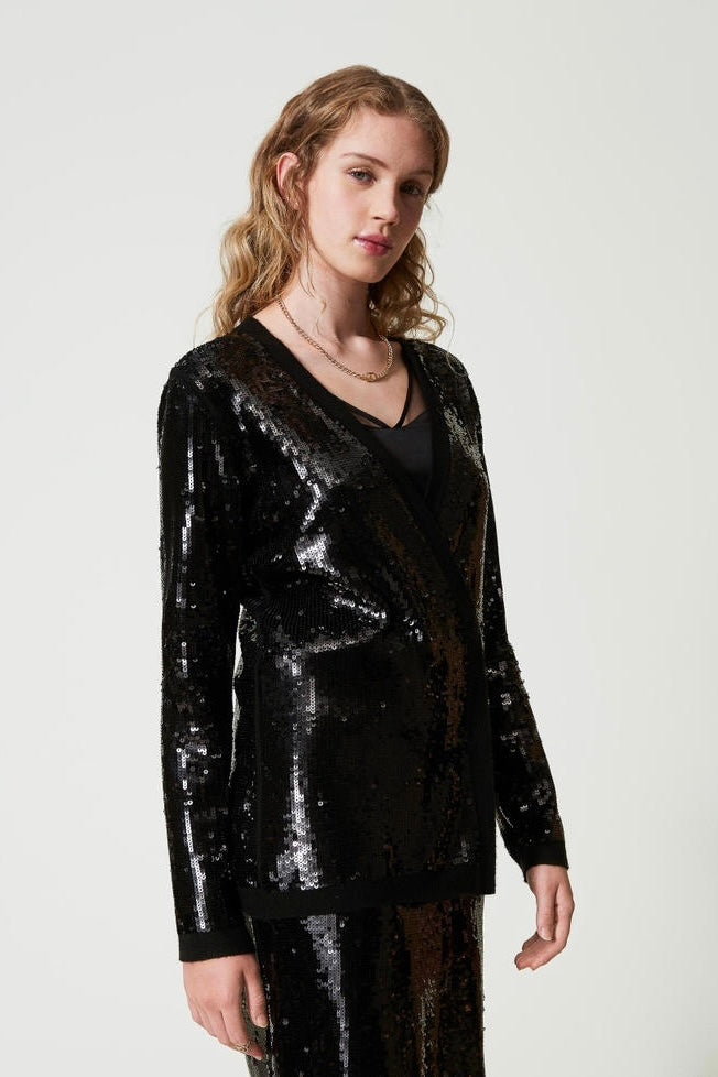 Twinset Sequin Double-Breasted Cardigan