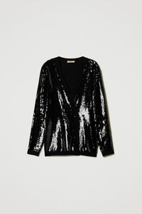 Twinset Sequin Double-Breasted Cardigan