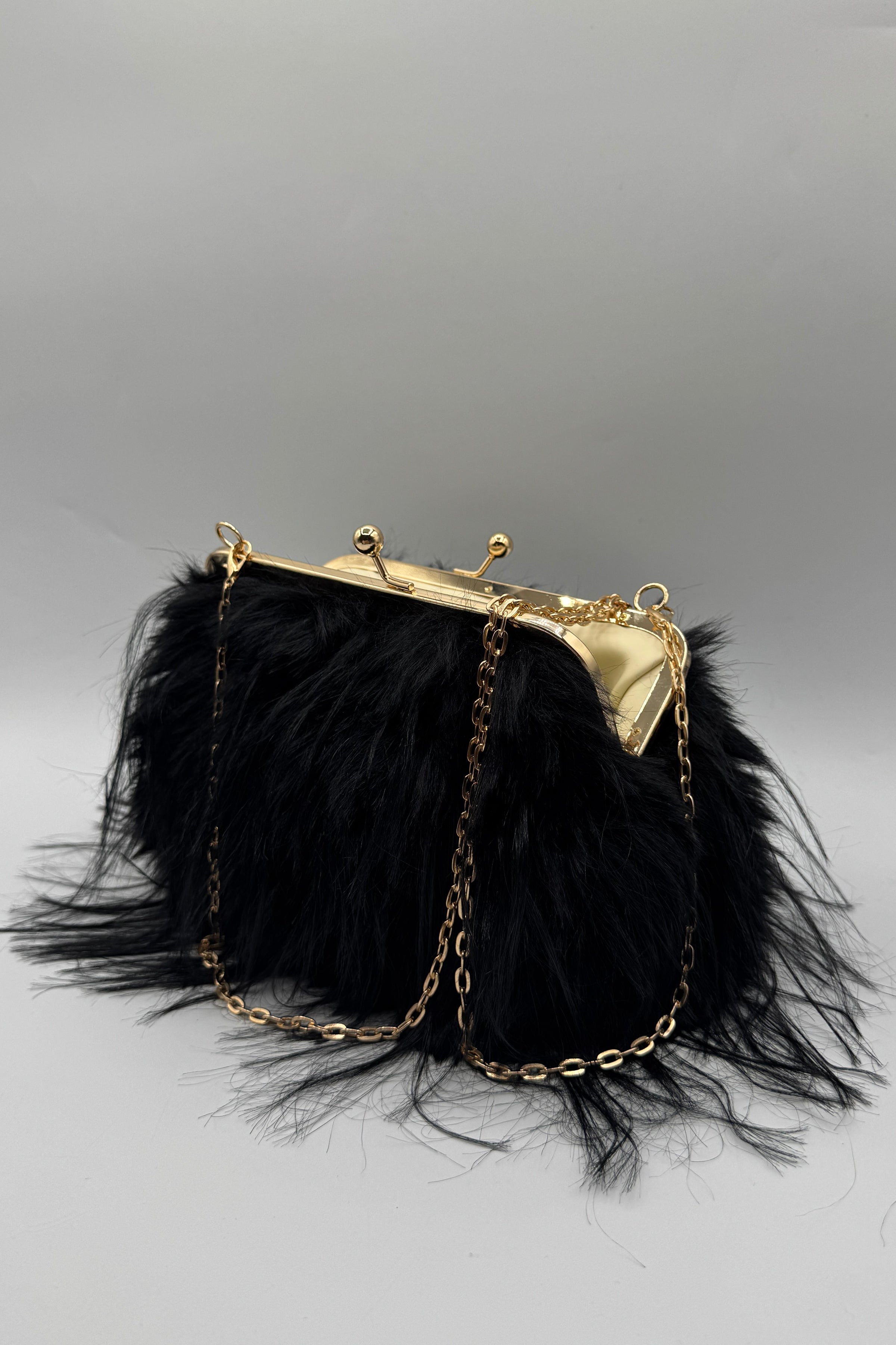 Tres Chic Pochette Fourrure Noire