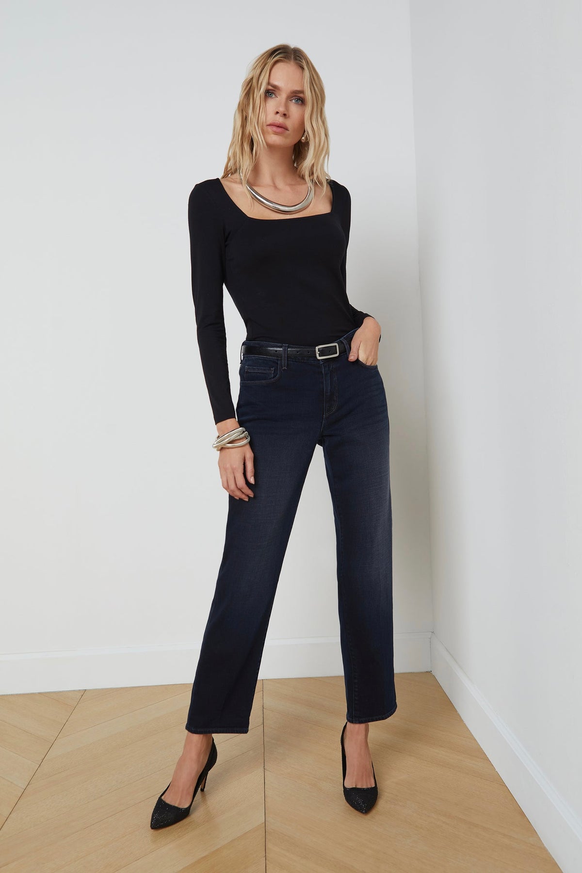 L'Agence Kinley Square Neck Top