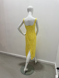 Milly Izel Lace Midi Dress Yellow