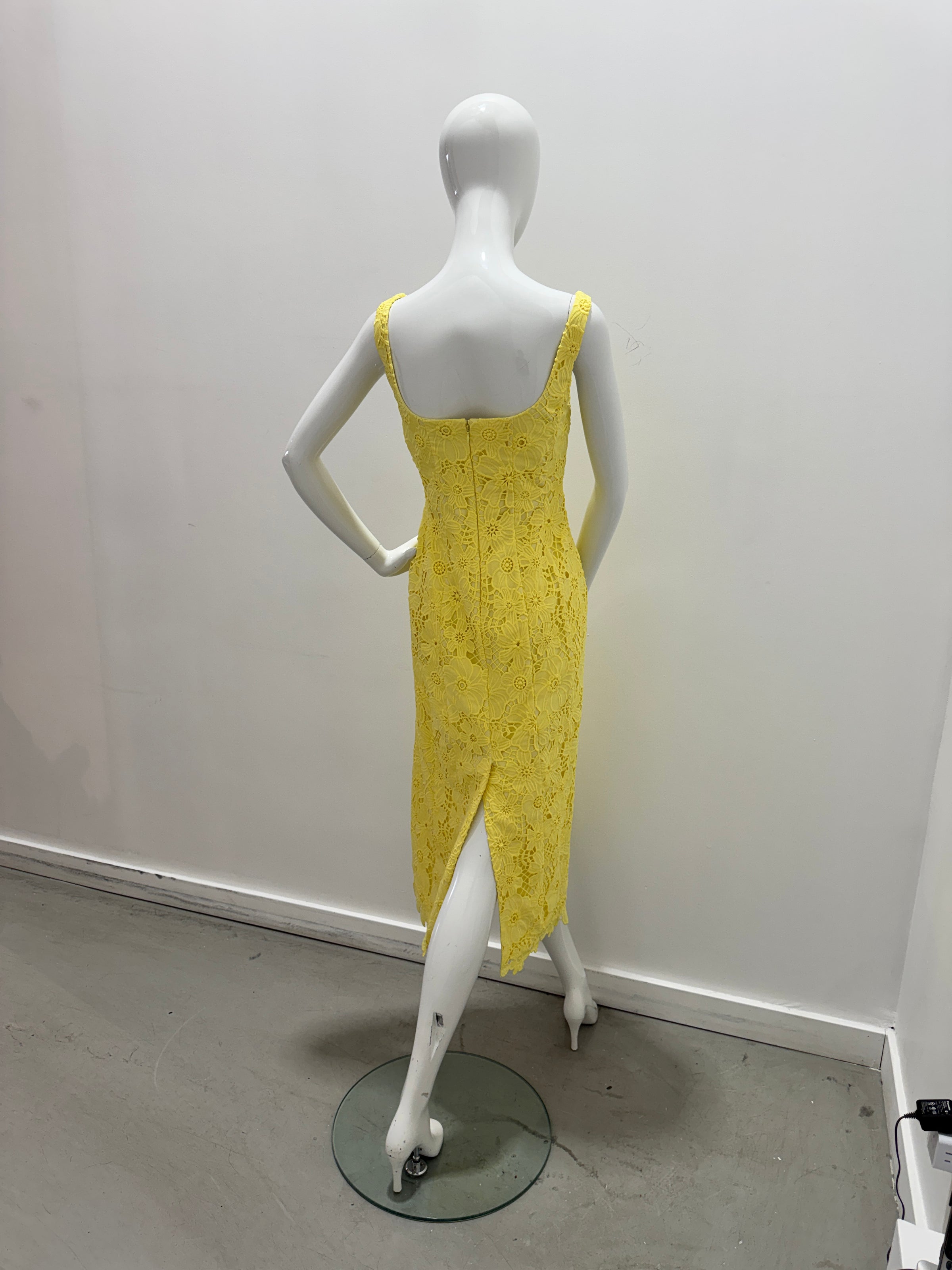 Milly Izel Lace Midi Dress Yellow