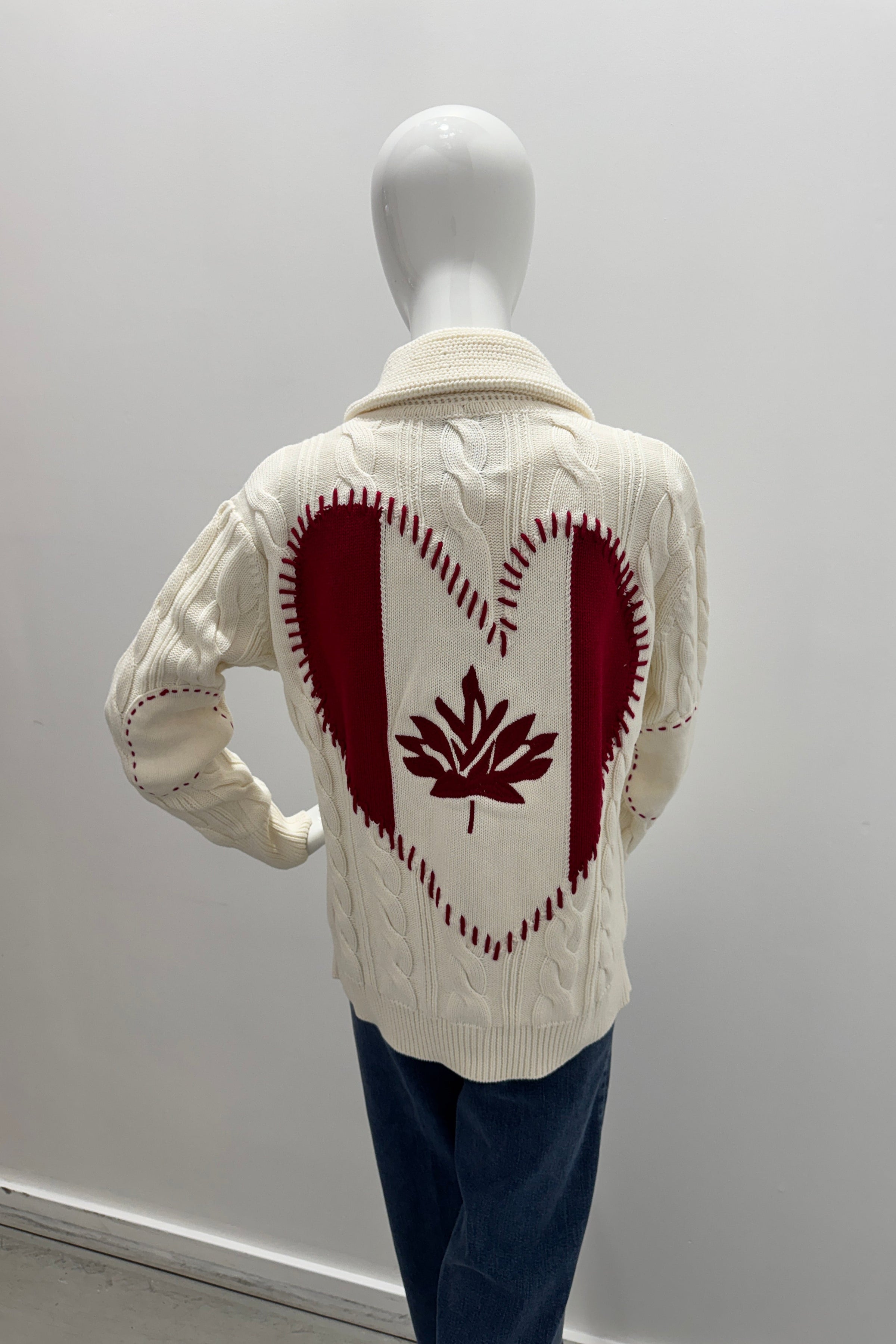 Kerri Rosenthal Cardigan Écharpe Helen Shawl Drapeau Canadien Écru