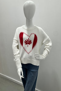 Kerry Rosenthal Boyfriend Maple Leaf Sweater White