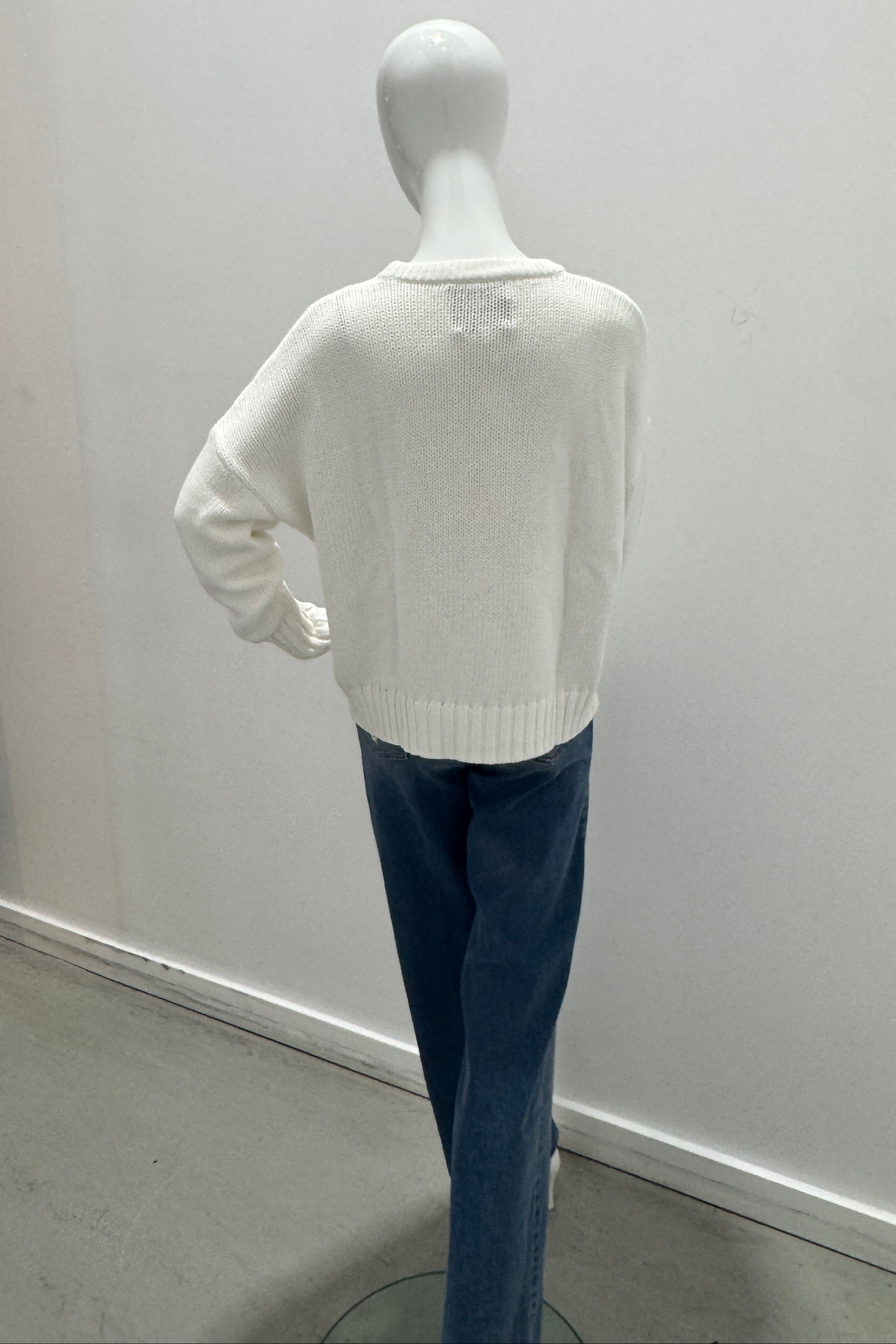 Kerry Rosenthal Boyfriend Maple Leaf Sweater White