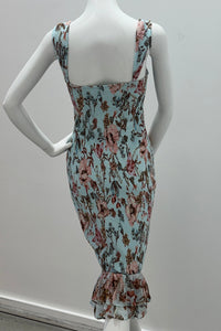 Hemant & Nandita Smocked Mini Dress Blue