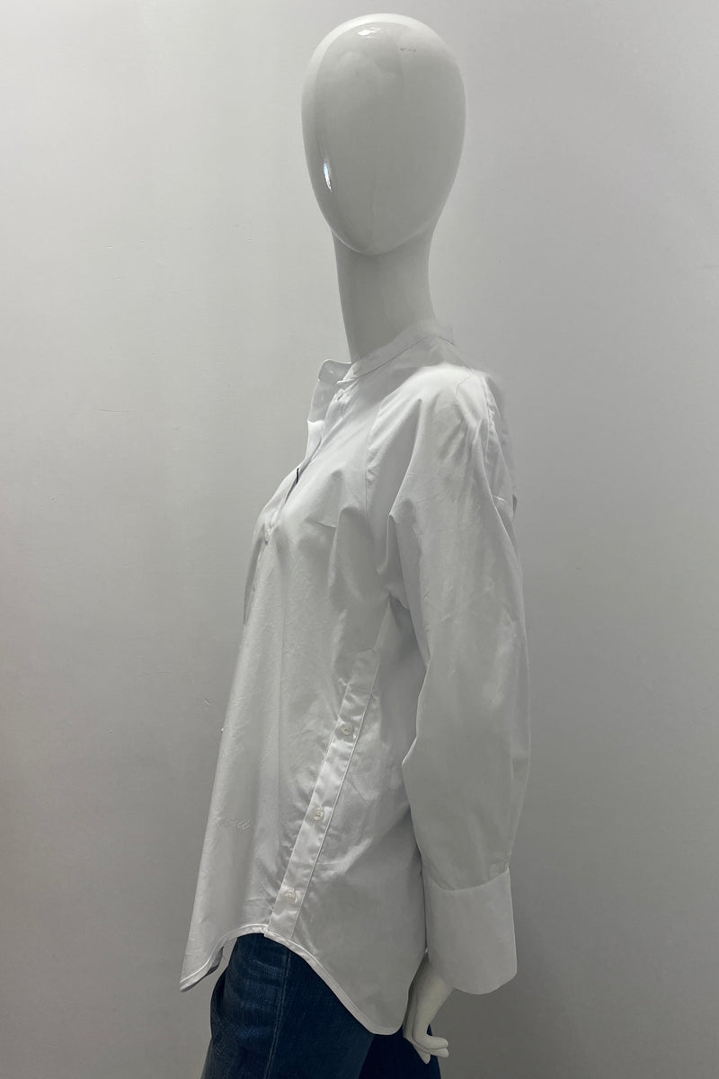 Oui Optic White Blouse with Chinese Collar