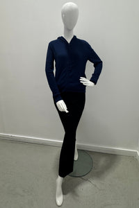 Majestic Filatures Sweat à capuche zippé en tricot de coton biologique à manches longues Blue Moon