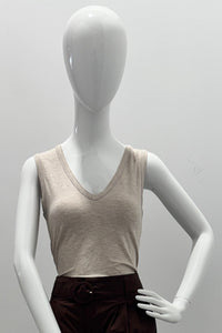 Majestic Filatures Soft Touch V-Neck Tank Ecru Chine