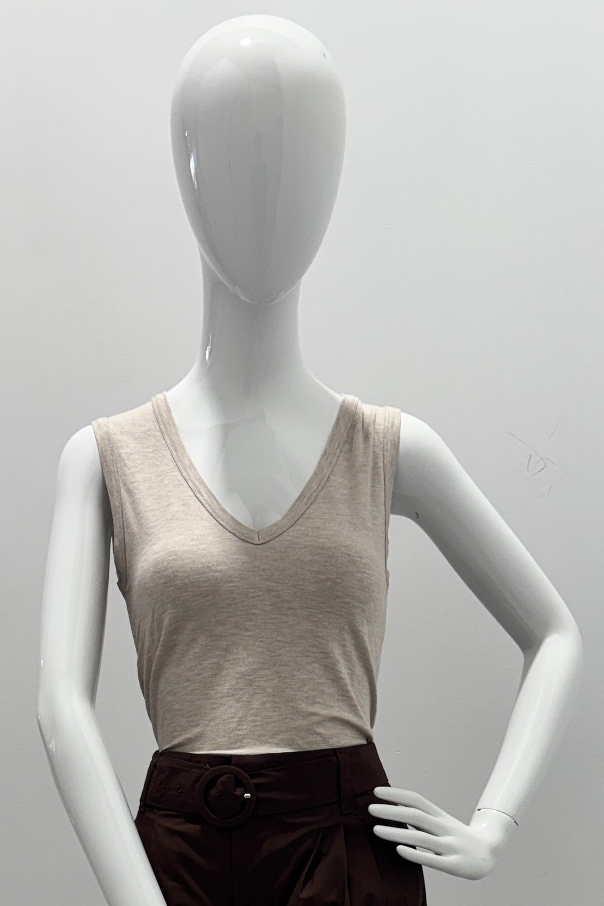 Majestic Filatures Soft Touch V-Neck Tank Ecru Chine