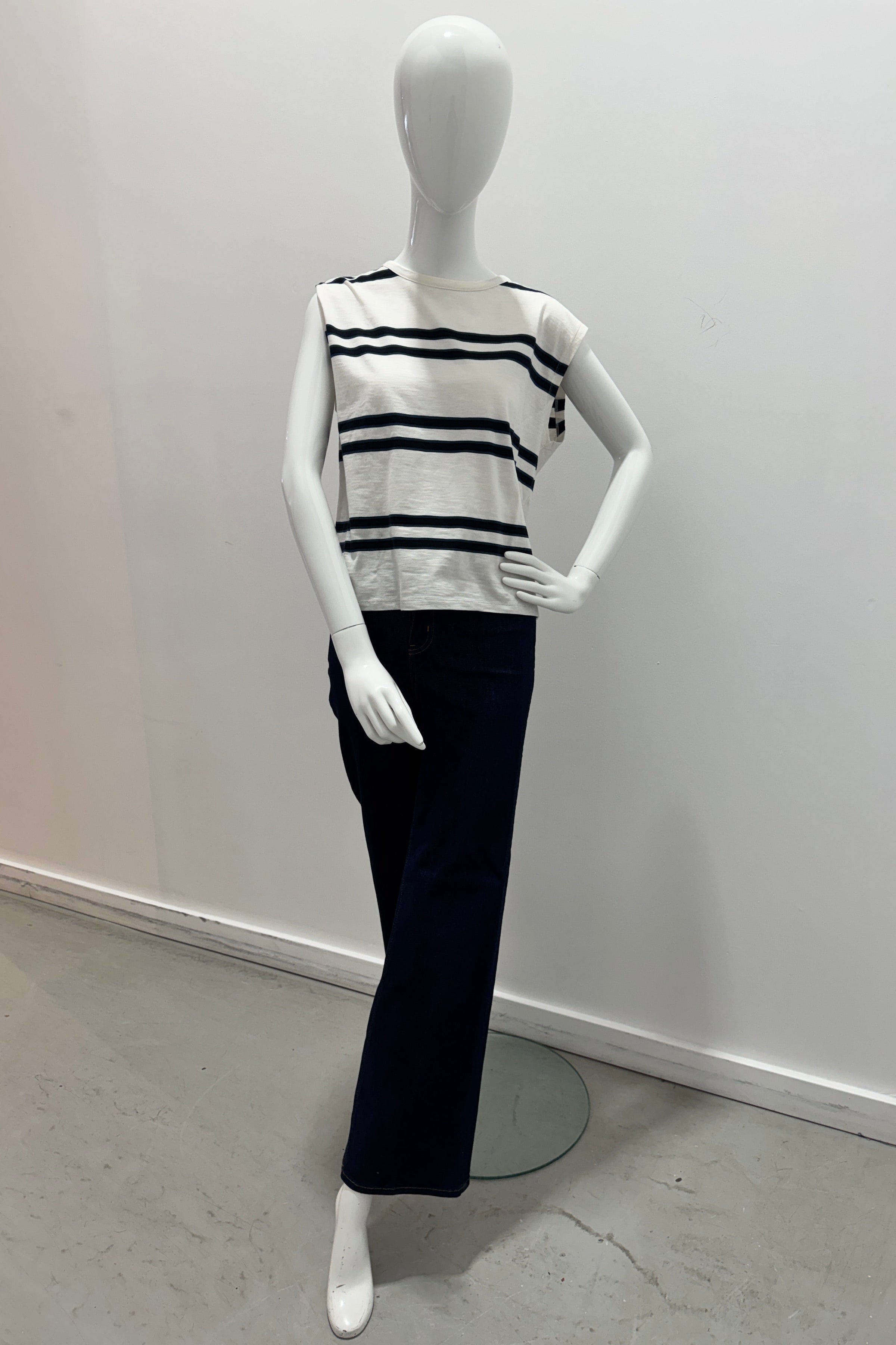 Majestic Filatures Organic Cotton Jersey Stripe Crewneck Milk