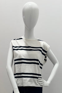 Majestic Filatures Organic Cotton Jersey Stripe Crewneck Milk