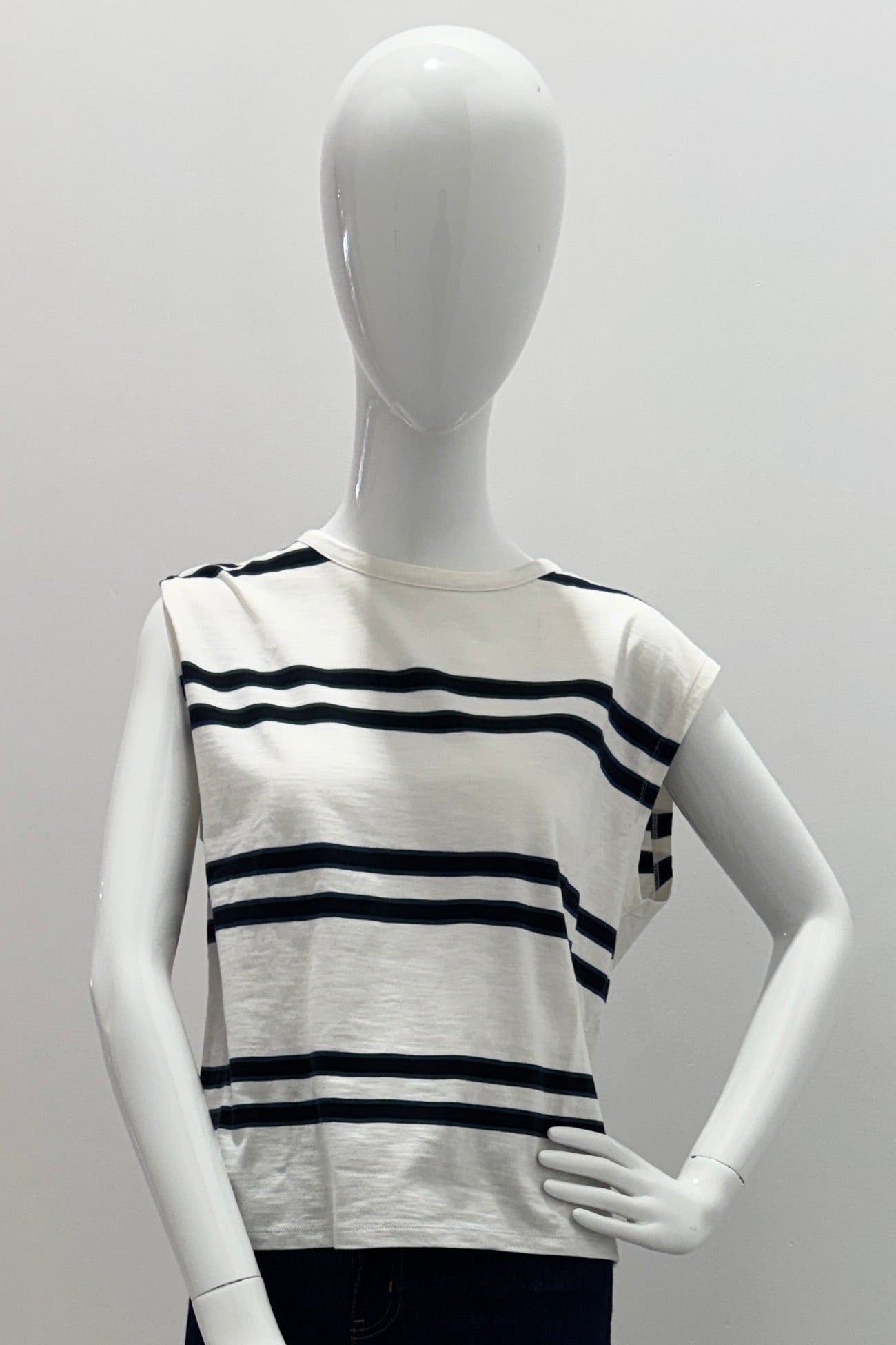 Majestic Filatures Organic Cotton Jersey Stripe Crewneck Milk